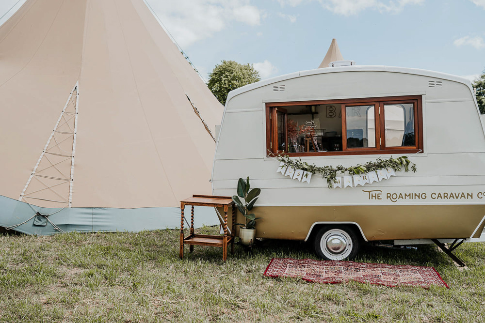 Vintage Caravan Mobile Bar Village Tipi Wedding Ryan Goold Photography