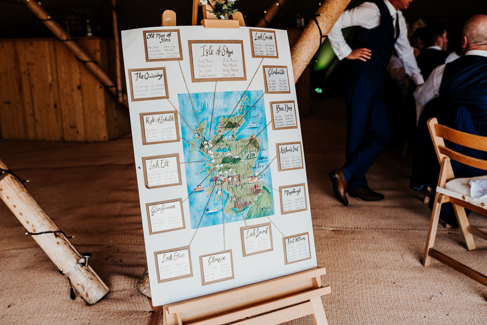 Travel Map Seating Plan Table Chart Village Tipi Wedding Ryan Goold Photography