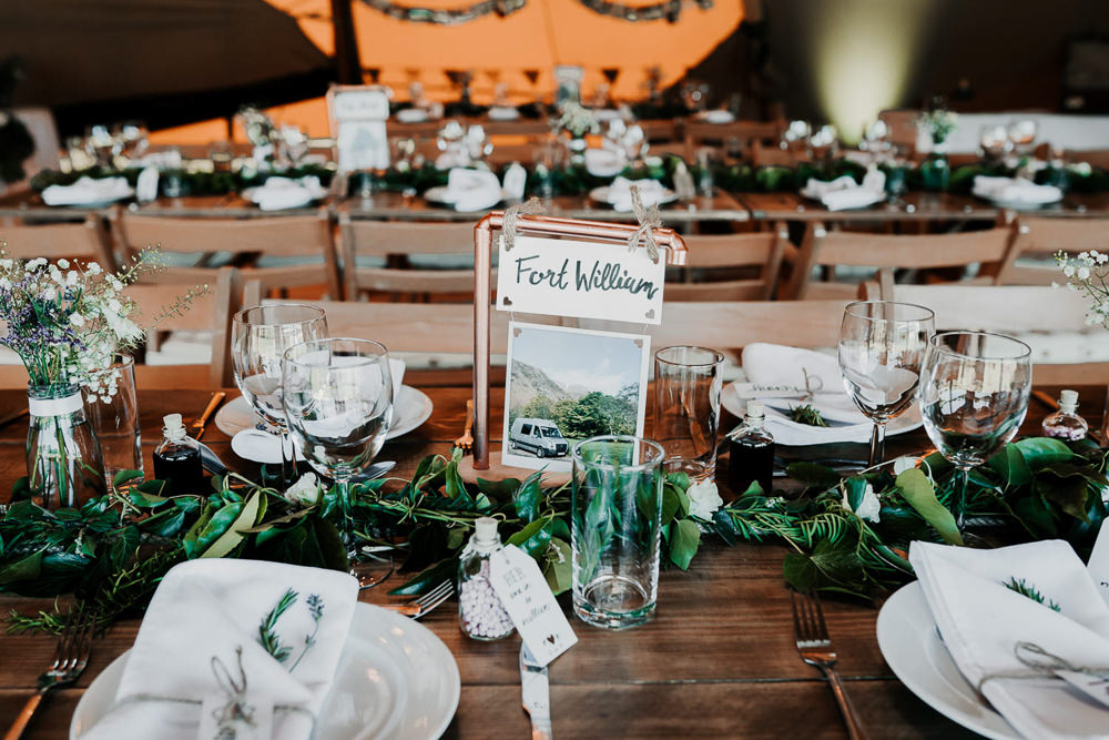 Copper Pipe Table Name Number Village Tipi Wedding Ryan Goold Photography