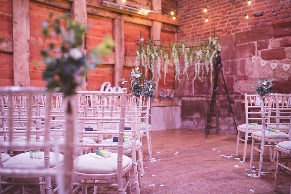 Ceremony Backdrop Flowers Arch Barn Wedding Shropshire Brightwing Photography