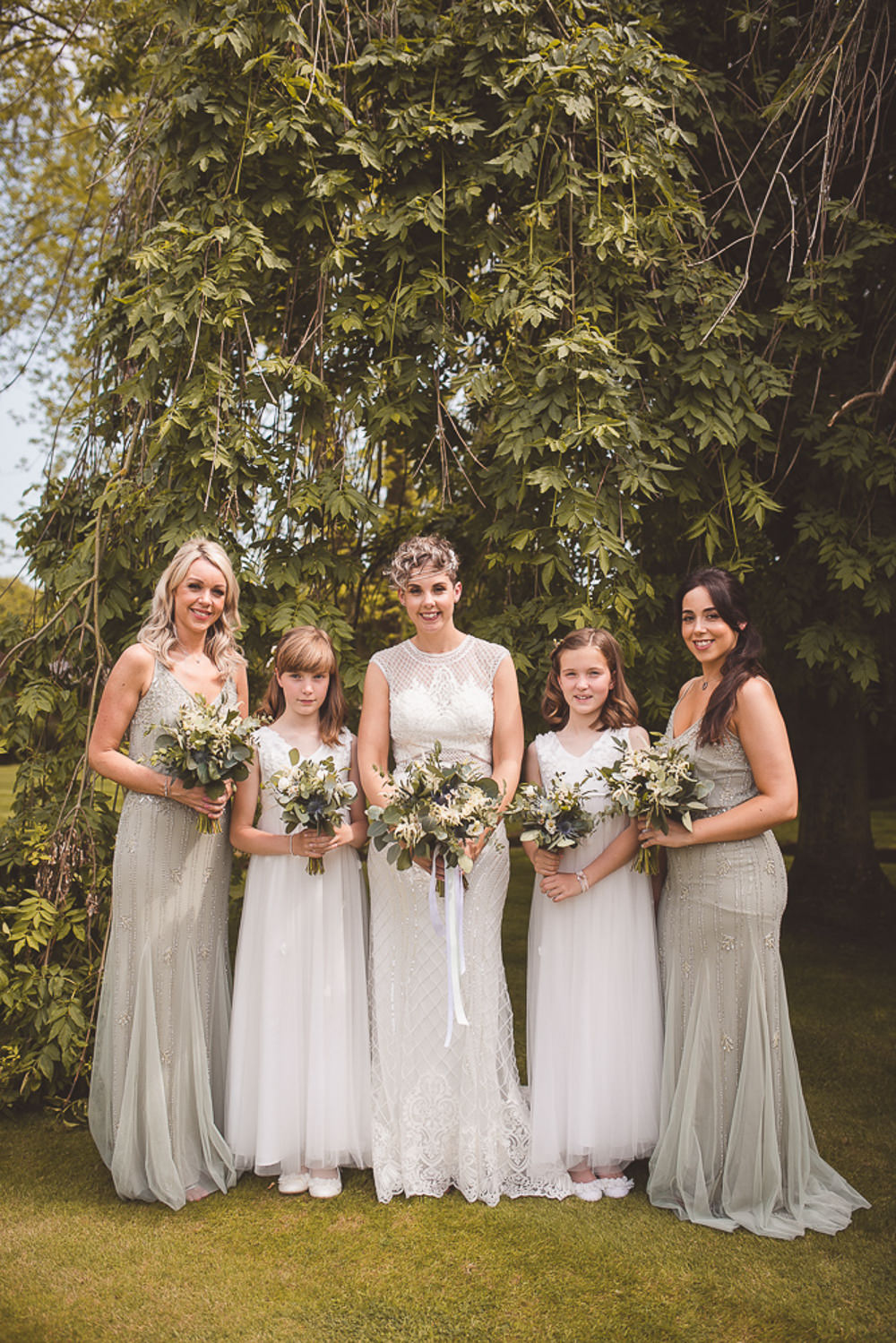 Bridesmaids Bridesmaid Dresses Sage Green Barn Wedding Shropshire Brightwing Photography
