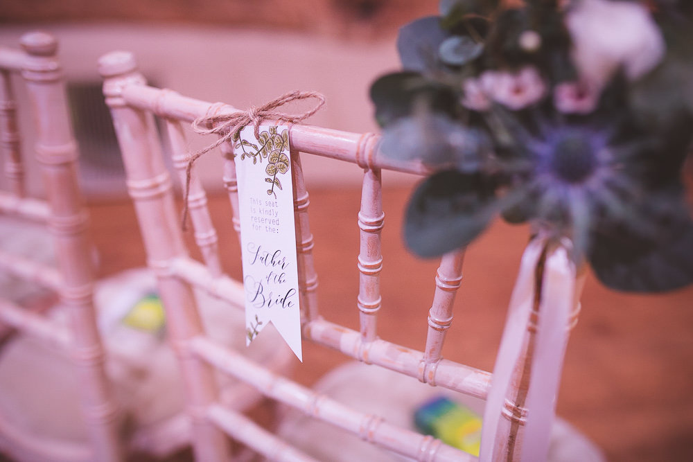 Ceremony Chair Labels Barn Wedding Shropshire Brightwing Photography