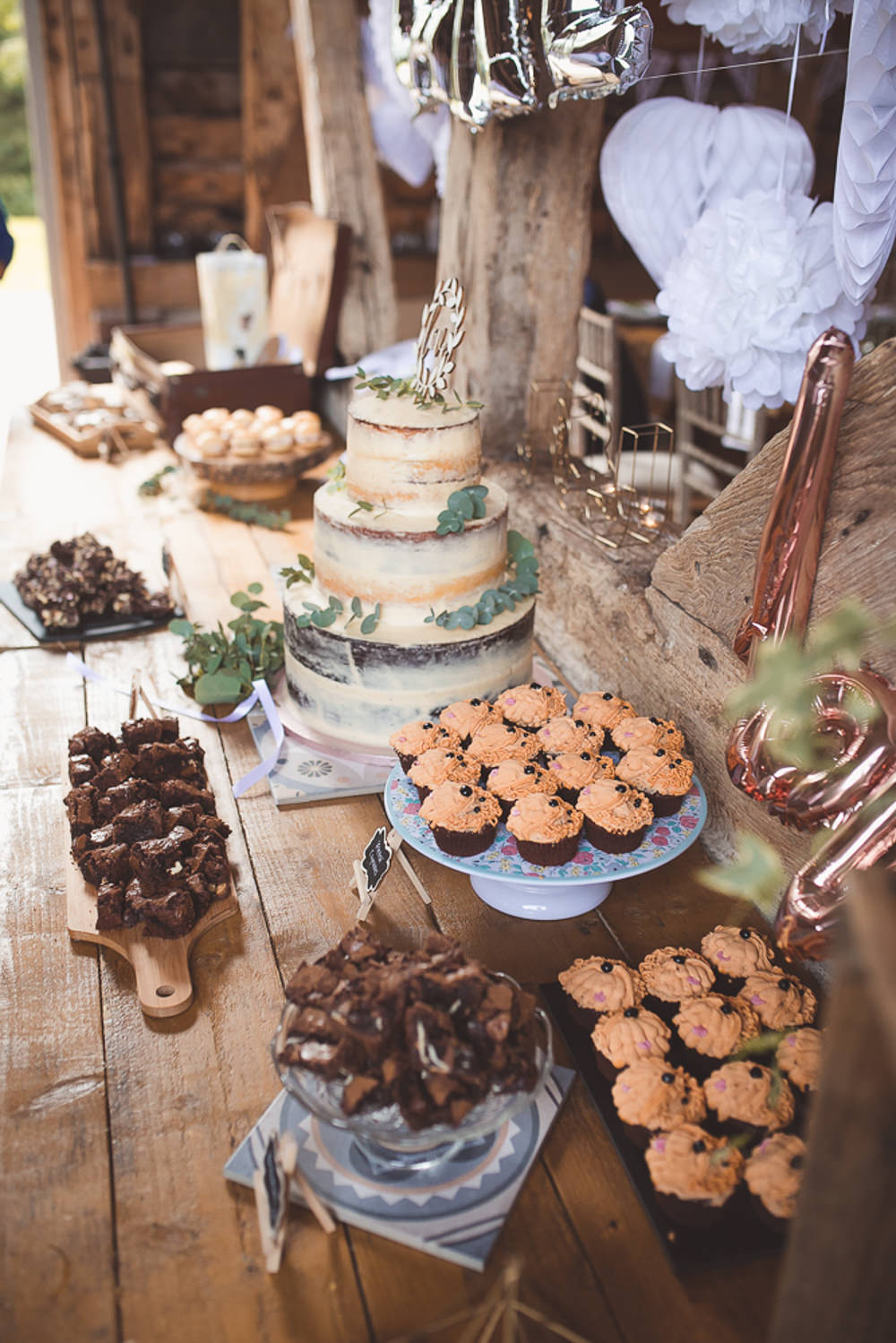Cake Dessert Table Barn Wedding Shropshire Brightwing Photography