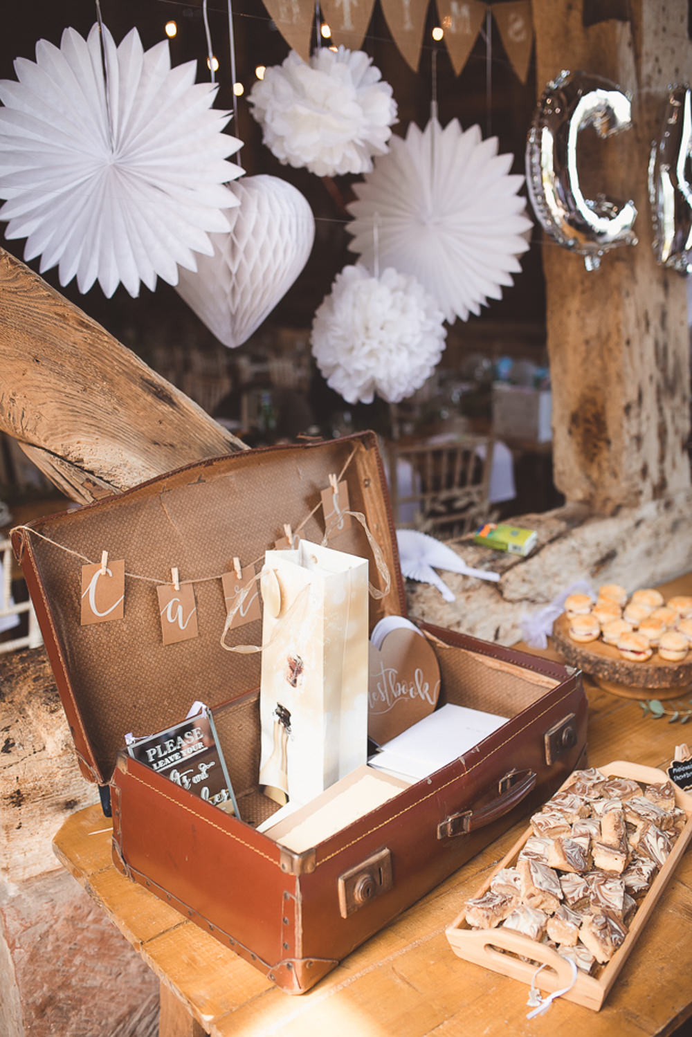 Vintage Suitcase Card Box Barn Wedding Shropshire Brightwing Photography