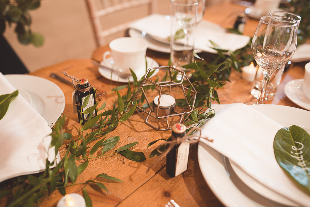 Terrarium Candle Decor Barn Wedding Shropshire Brightwing Photography