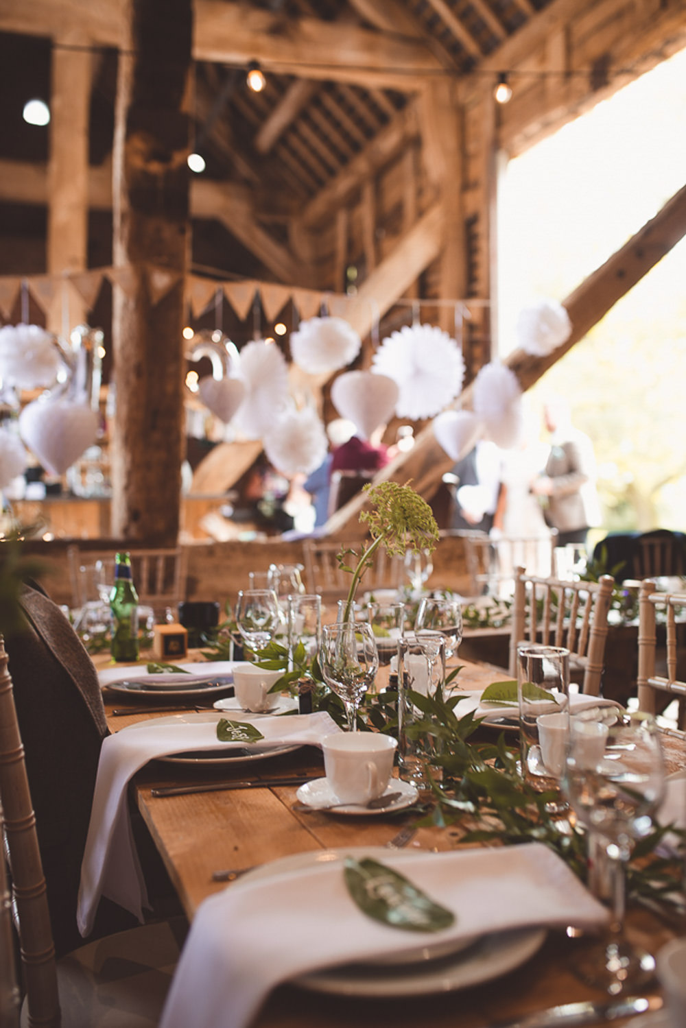 Table Decor Wooden Long Napkins Place Setting Leaf Name Barn Wedding Shropshire Brightwing Photography