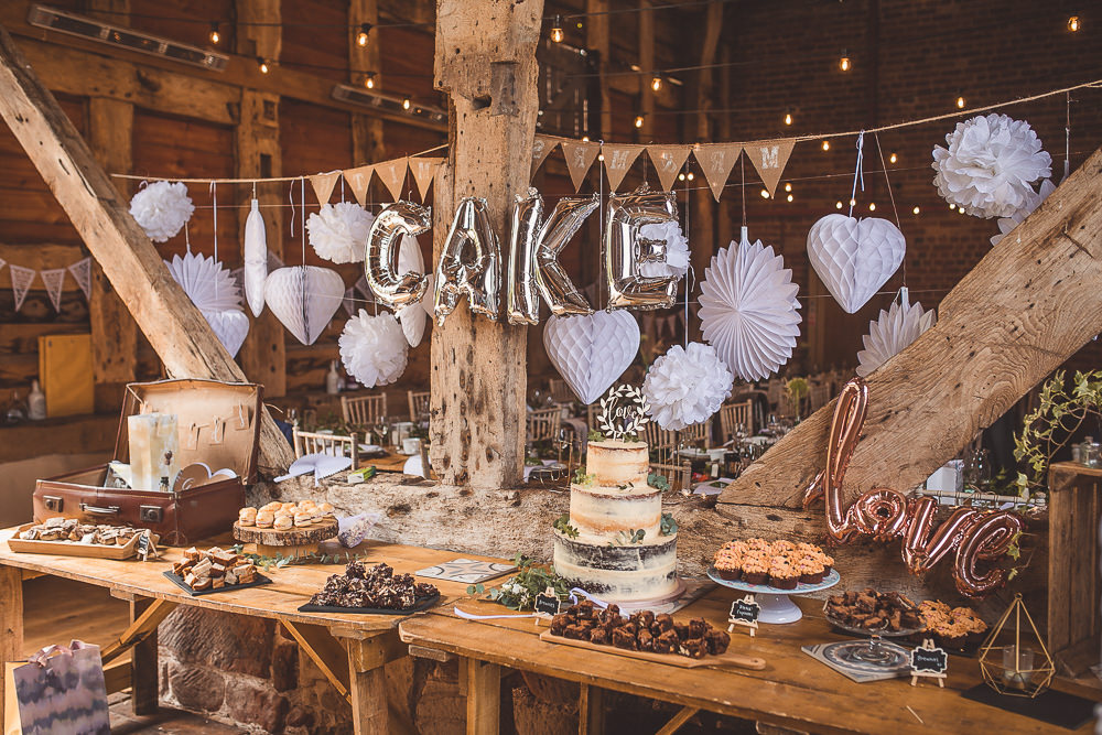 Lanterms Pom Poms Pinwheels Decor Decoration Cake Table Dessert Barn Wedding Shropshire Brightwing Photography