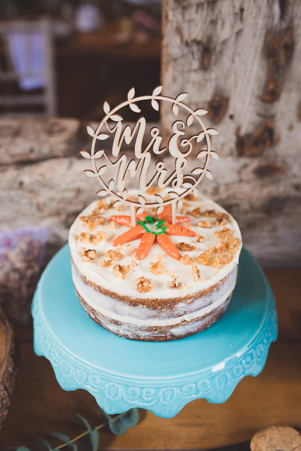 Semi Naked Cake Laser Cut Topper Barn Wedding Shropshire Brightwing Photography