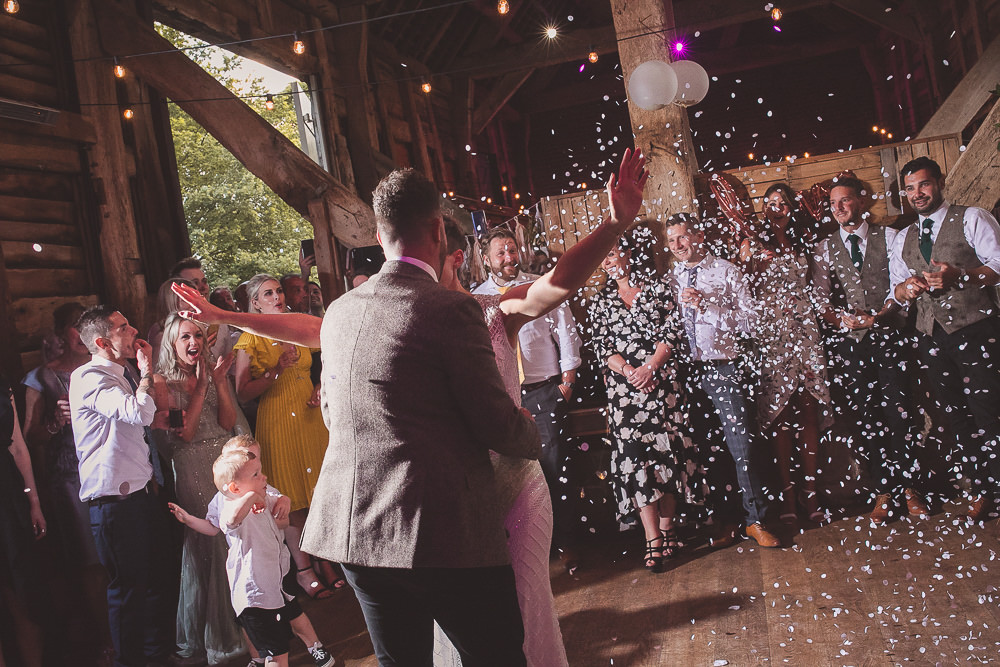 Confetti First Dance Barn Wedding Shropshire Brightwing Photography