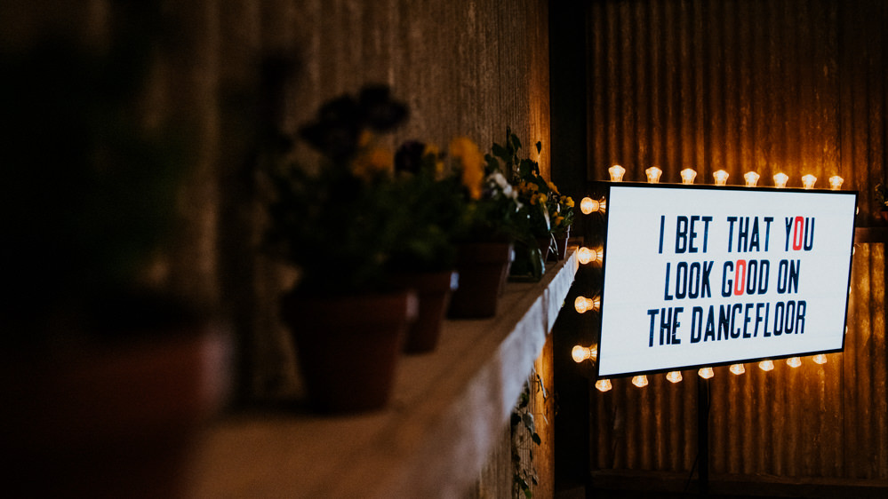Light Up Sign I Bet That You Look Good on the Dancefloor Bert's Barrow Wedding Shutter Go Click Photography