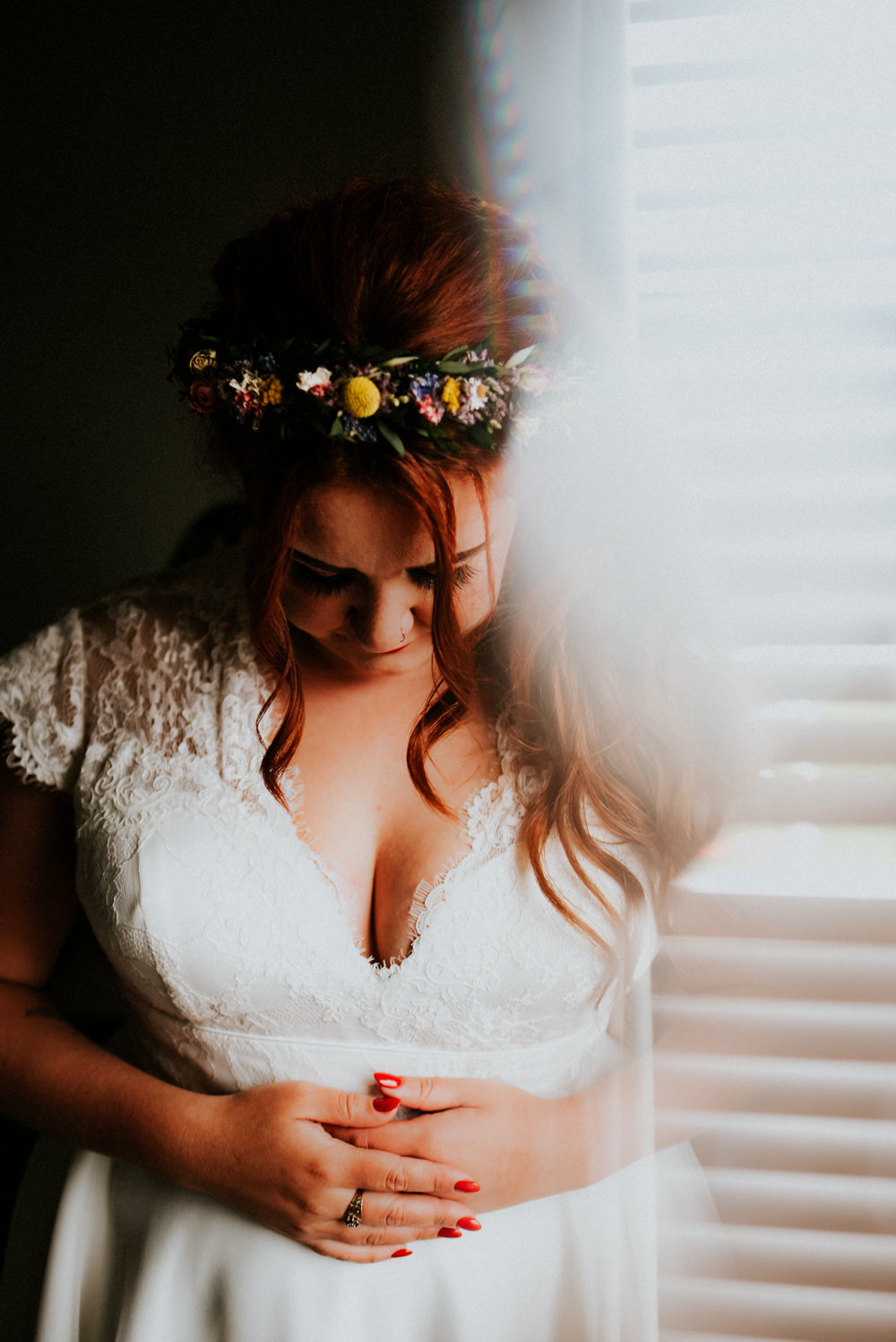 Bride Bridal Dried Flower Crown Bert's Barrow Wedding Shutter Go Click Photography