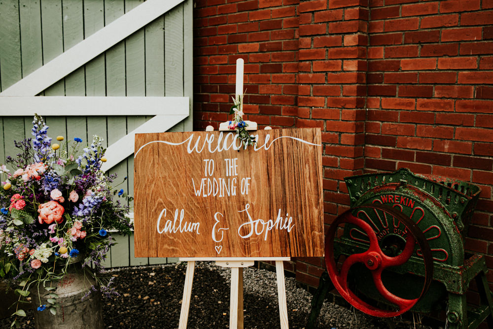 Welcome Wooden Sign Milk Churn Flowers Florals Easel Bert's Barrow Wedding Shutter Go Click Photography