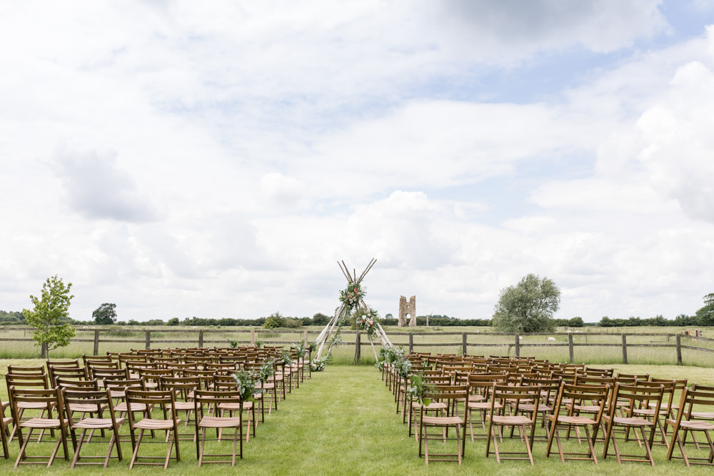 Outdoor Ceremony Naked Tipi Backdrop Botanical Barn Wedding Heather Jackson Photography