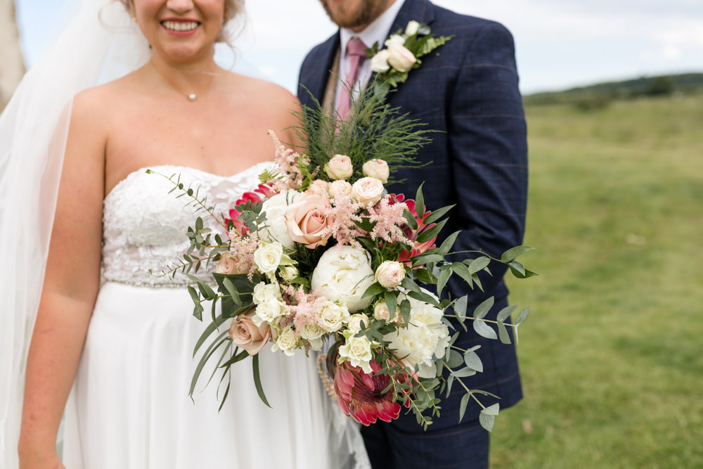 Bride Bridal Bouquet Peony Eucalyptus Botanical Barn Wedding Heather Jackson Photography