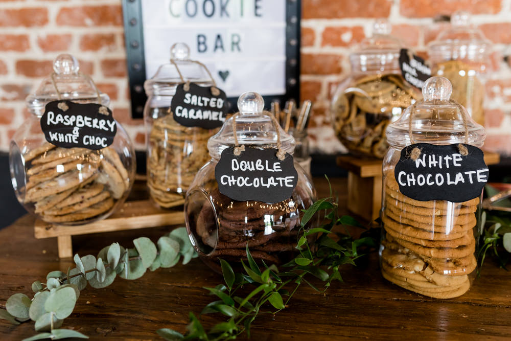 Dessert Table Cookie Jars Cookie Bar Botanical Barn Wedding Heather Jackson Photography