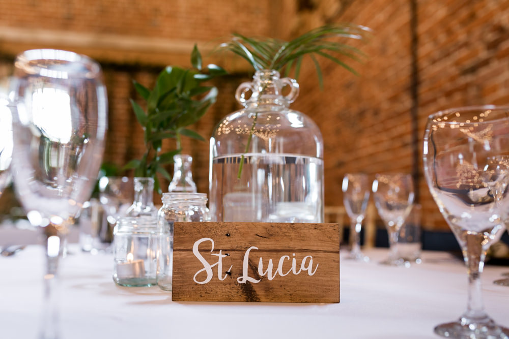 Table Name Wooden Block Glass Bottle Centre Botanical Barn Wedding Heather Jackson Photography