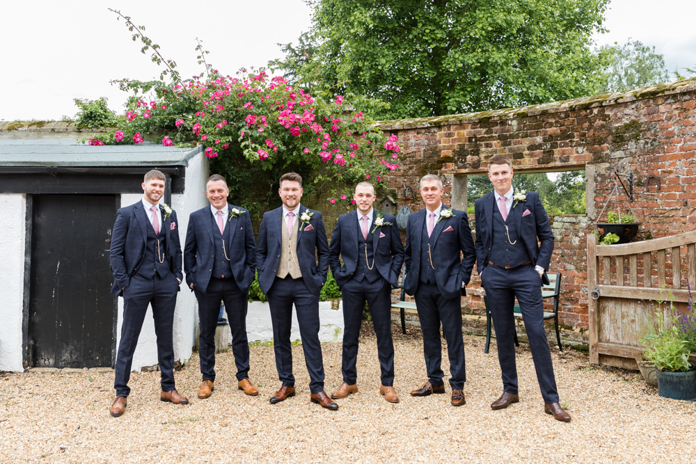 Groom Groomsmen Three Piece Suit Tweed Blue Ushers Botanical Barn Wedding Heather Jackson Photography