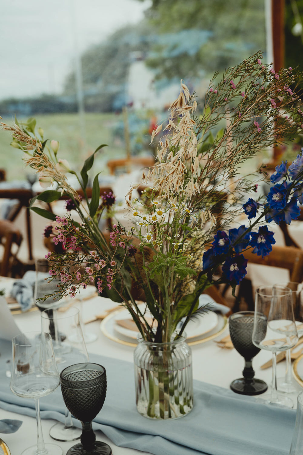 Table Centre Wildflower Florals British Countryside Wedding Georgia Rachael Photography