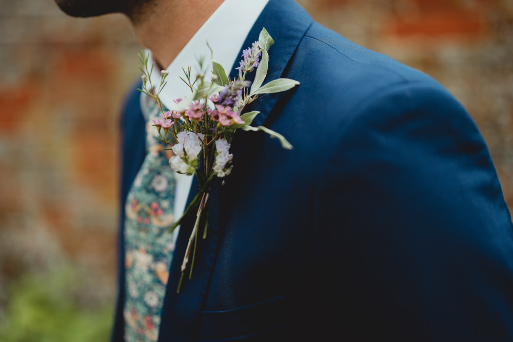 Wildflower Buttonhole Groom British Countryside Wedding Georgia Rachael Photography