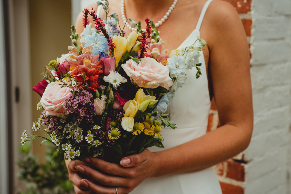 Bride Bridal Wildflower Bouquet British Countryside Wedding Georgia Rachael Photography