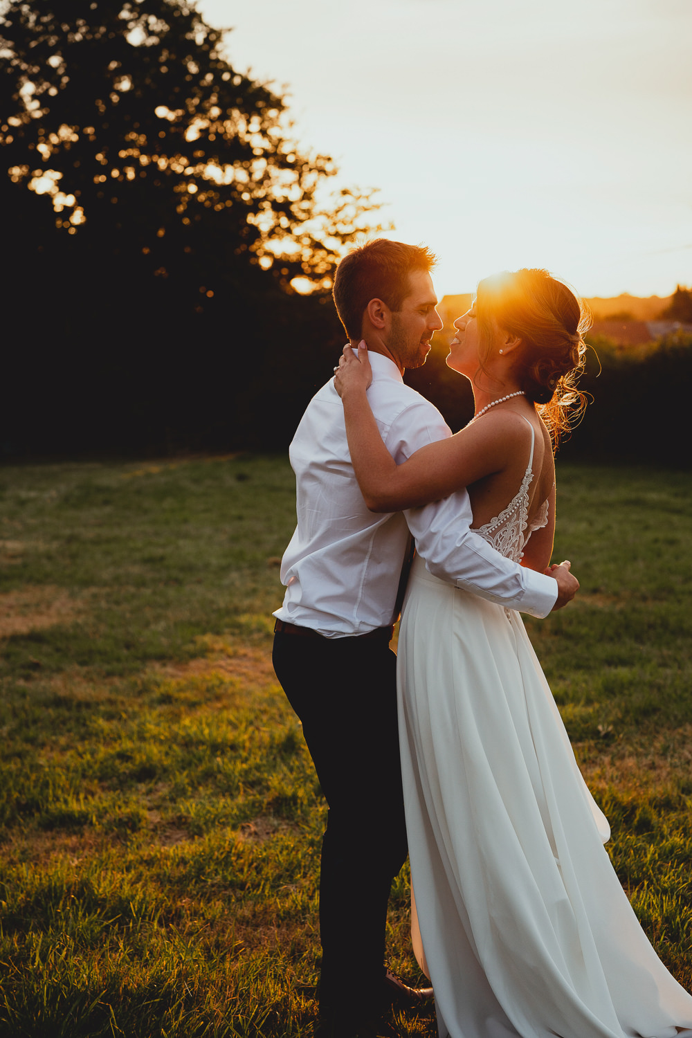 Bride Bridal Strappy Sleeveless Lace V Neck Dress Gown Groom British Countryside Wedding Georgia Rachael Photography
