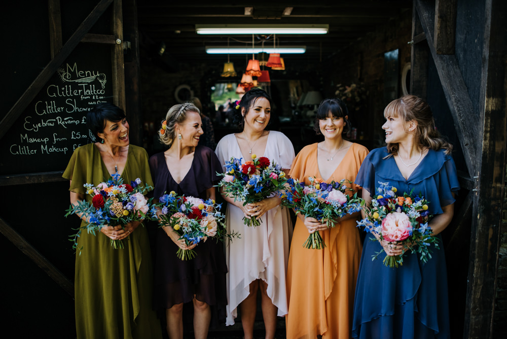 Bridesmaids Bridesmaid Dresses Dress Autumn Autumnal Fall Jewel Tones Cabourne Parva Wedding Kazooieloki Photography