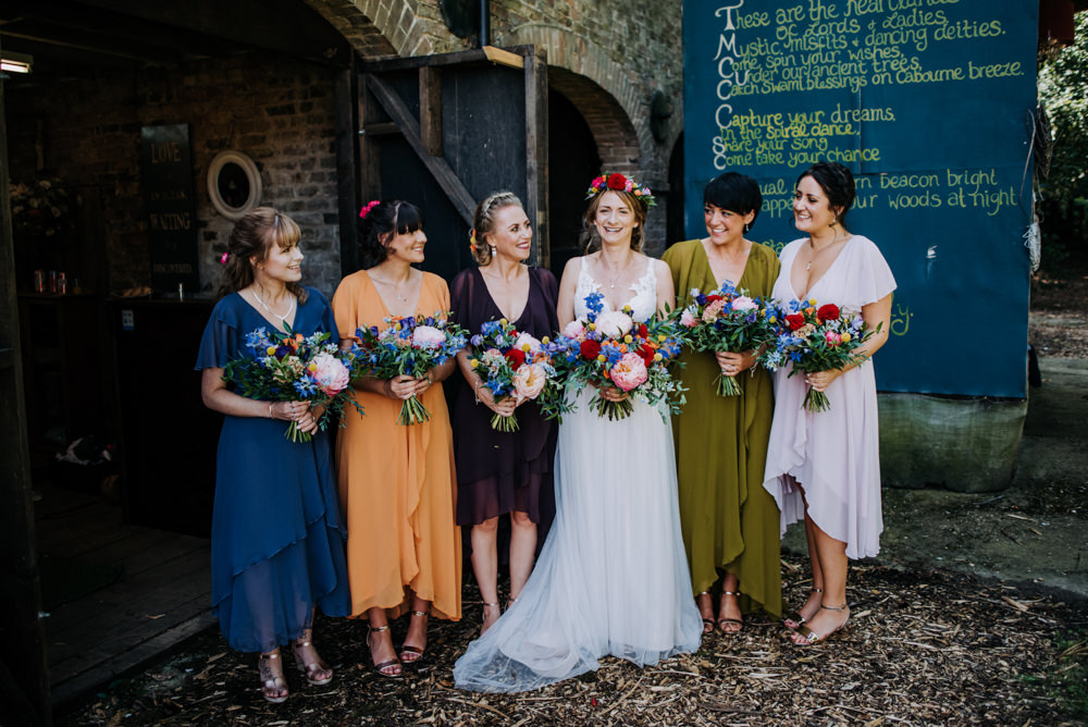 Bridesmaids Bridesmaid Dresses Dress Autumn Autumnal Fall Jewel Tones Cabourne Parva Wedding Kazooieloki Photography