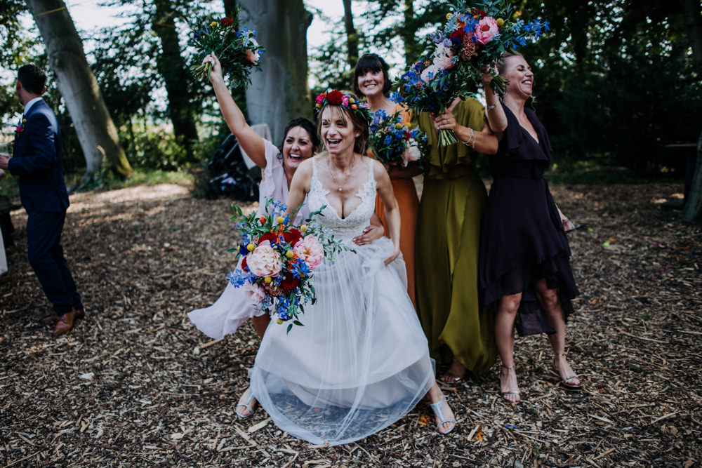 Bridesmaids Bridesmaid Dresses Dress Autumn Autumnal Fall Jewel Tones Cabourne Parva Wedding Kazooieloki Photography