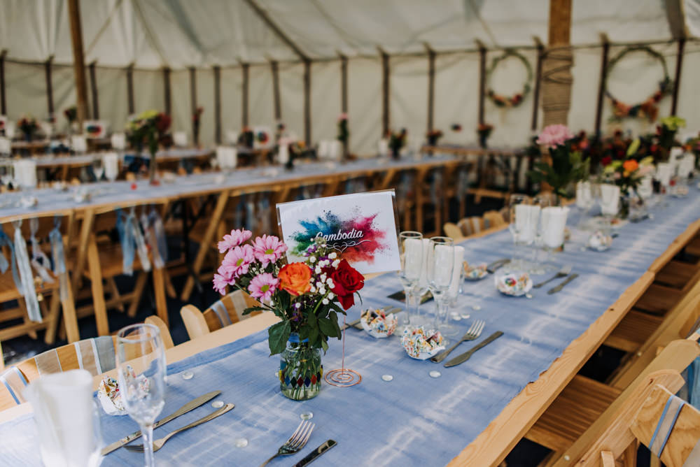 Marquee Trestle Tables Decor Decoration Flowers Cabourne Parva Wedding Kazooieloki Photography