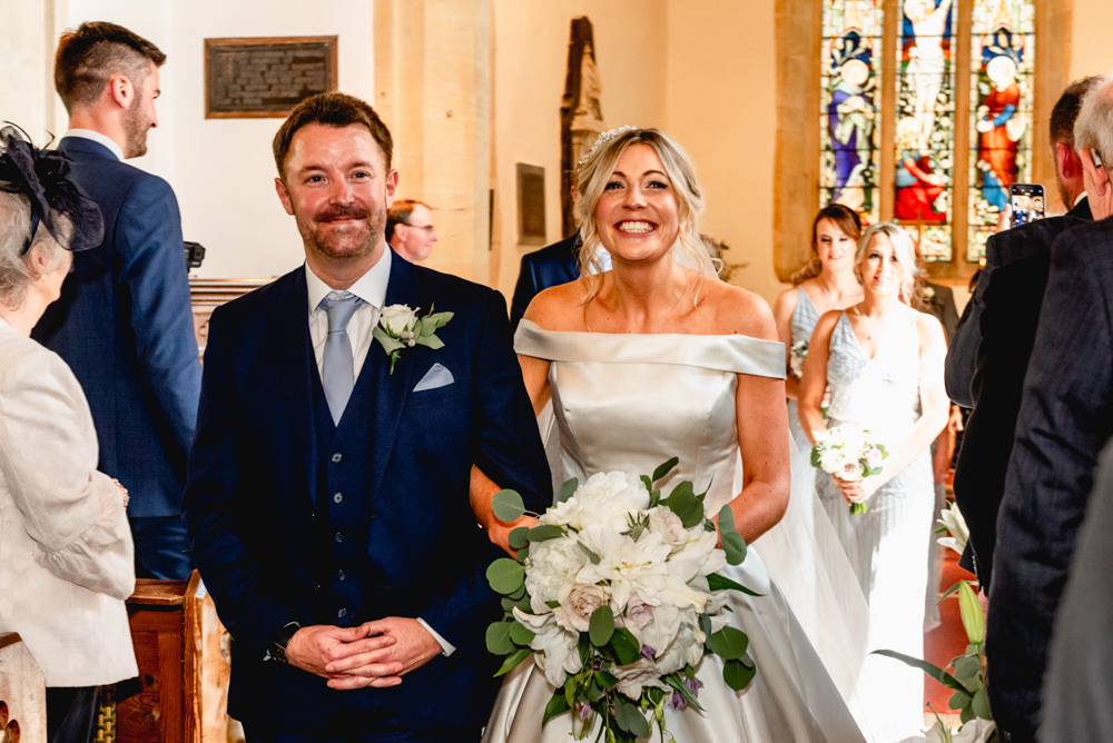 Bride Bridal Cold Shoulder Bardot A Line Dress Gown Veil Cascading Lily Bouquet Cotswolds Barn Wedding Lisa Carpenter Photography