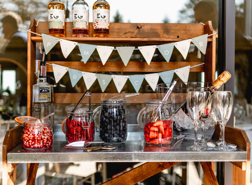 Pimp Your Prosecco Station Bunting Cotswolds Barn Wedding Lisa Carpenter Photography