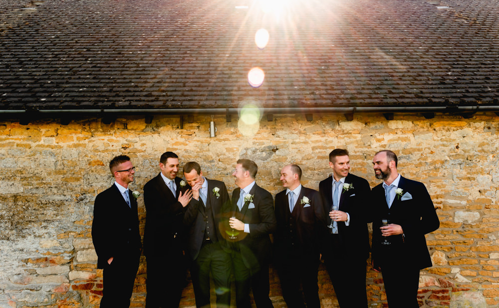Groom Groomsmen Blue Suit Cotswolds Barn Wedding Lisa Carpenter Photography