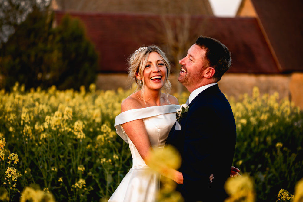Bride Bridal Cold Shoulder Bardot A Line Dress Gown Cotswolds Barn Wedding Lisa Carpenter Photography