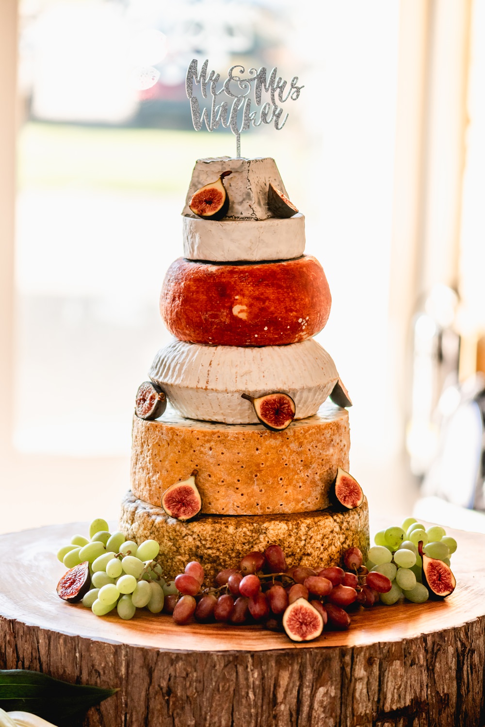 Cheese Tower Cake Laser Cut Sparkly Topper Cotswolds Barn Wedding Lisa Carpenter Photography