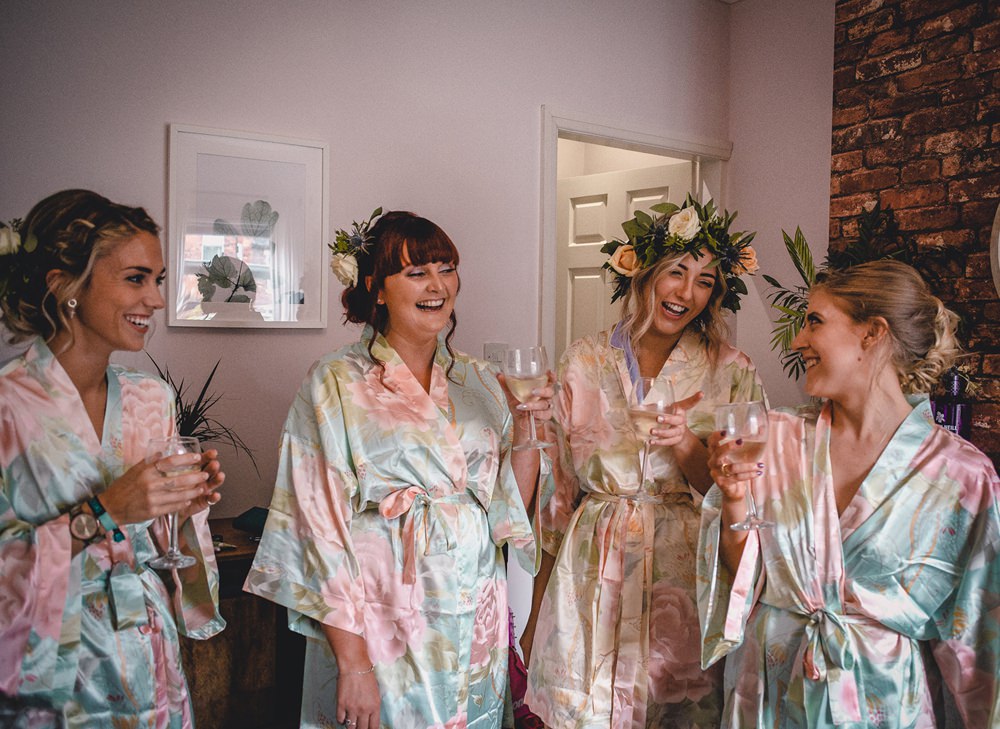 Bride Bridal Bridesmaids Robe Gown Floral Crowns DIY Bohemian Wedding Love & Bloom Photography