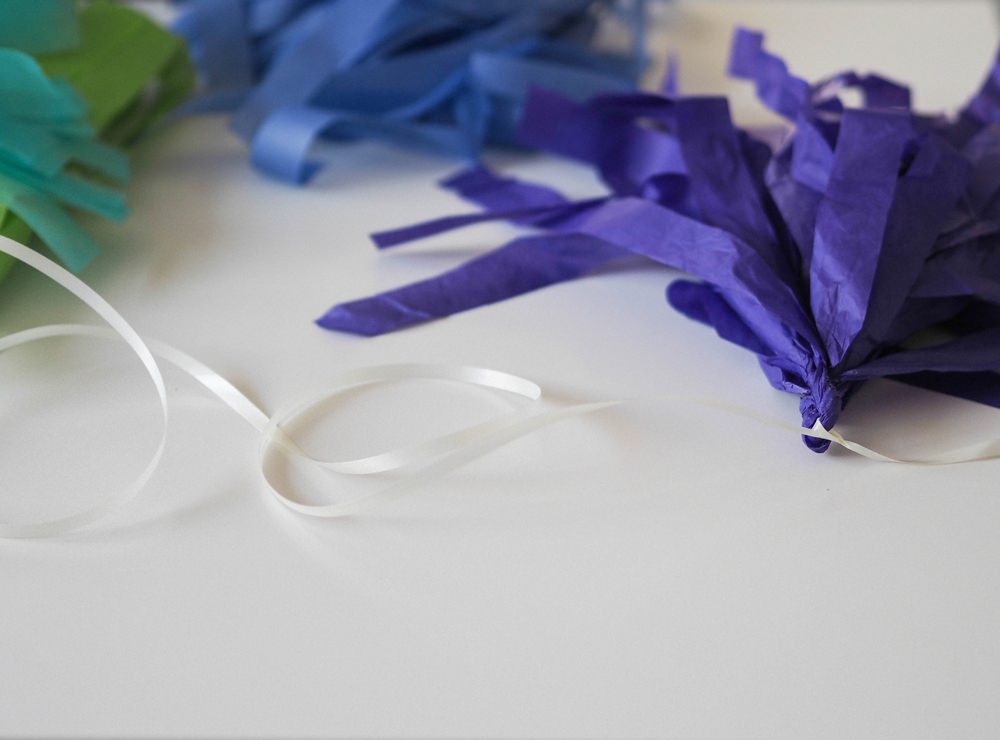 DIY Tassel Garland Tissue Paper Tutorial Rainbow