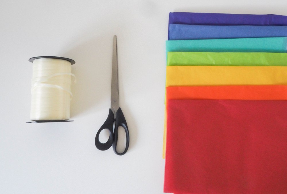 DIY Tassel Garland Tissue Paper Tutorial Rainbow