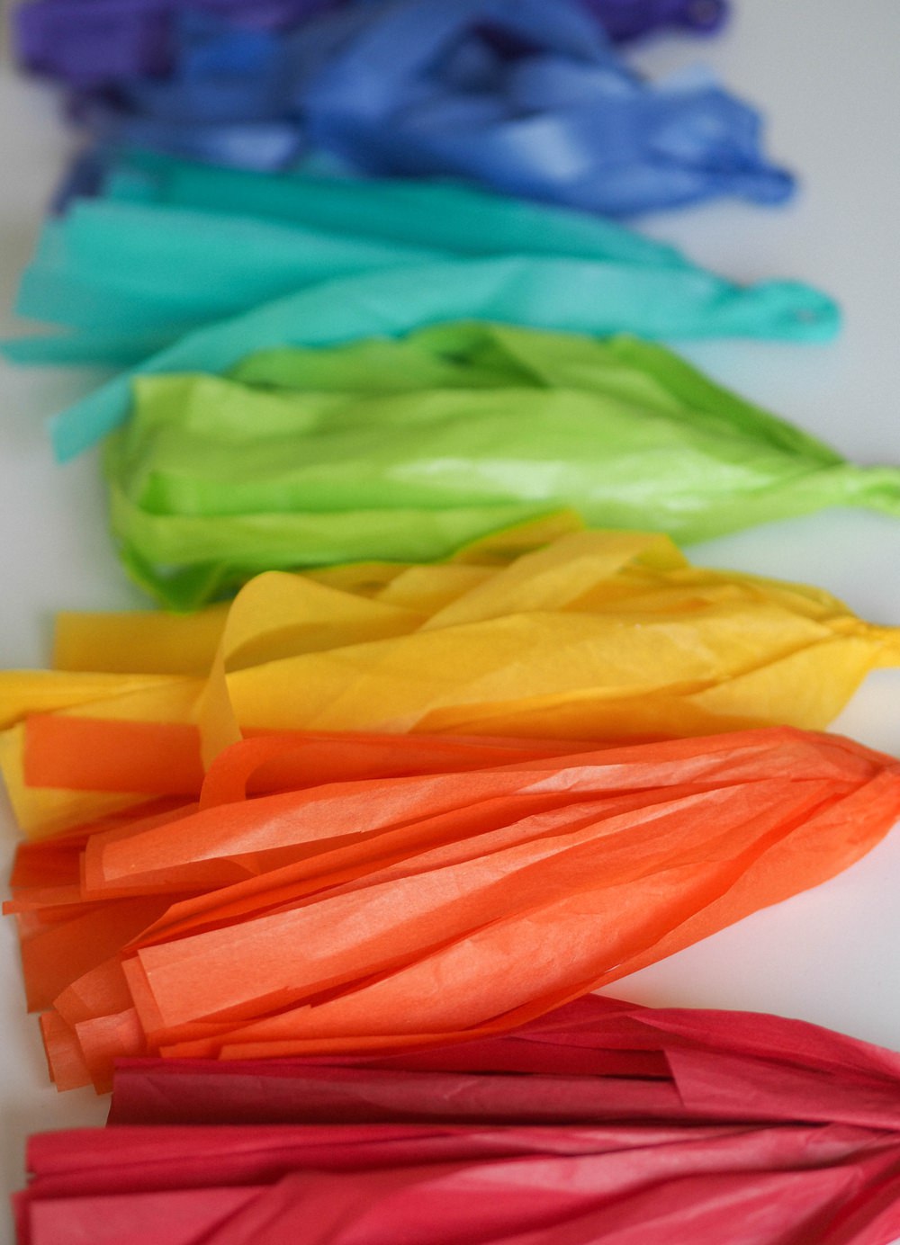 DIY Tassel Garland Tissue Paper Tutorial Rainbow