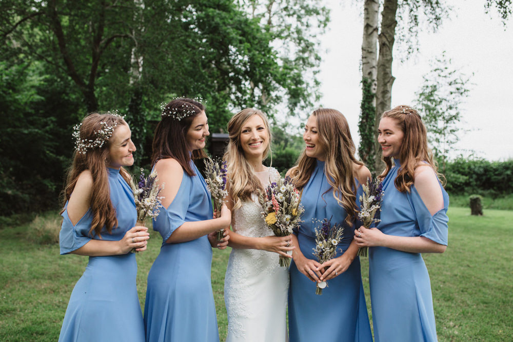 Blue Bridesmaid Bridesmaids Dress Dresses Long Maxi Dried Flowers Wedding Emily Tyler Photography