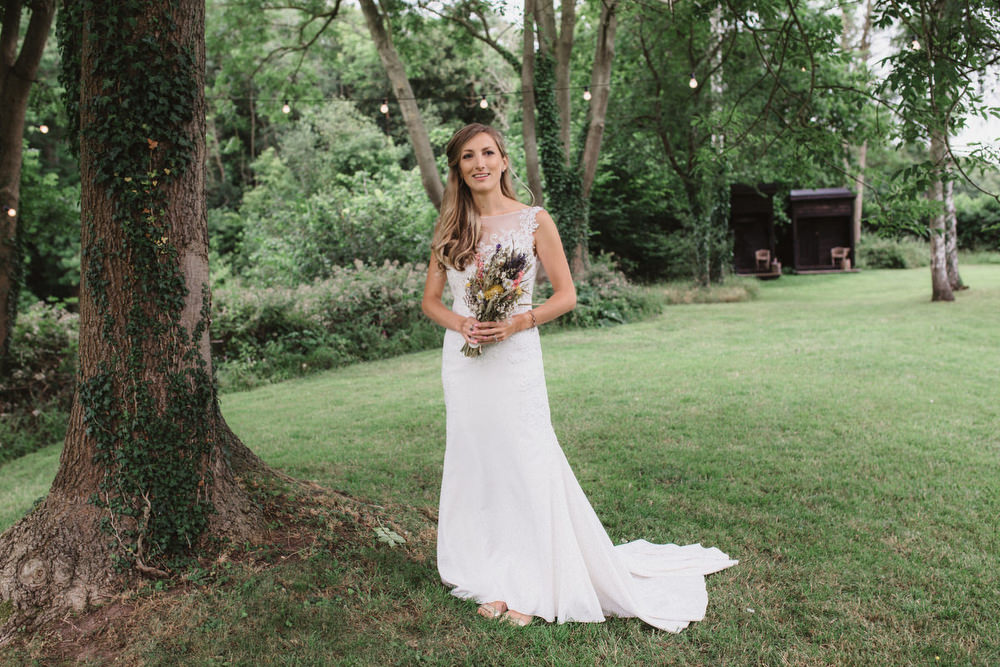 Dress Gown Bride Bridal Lace Train Dried Flowers Wedding Emily Tyler Photography