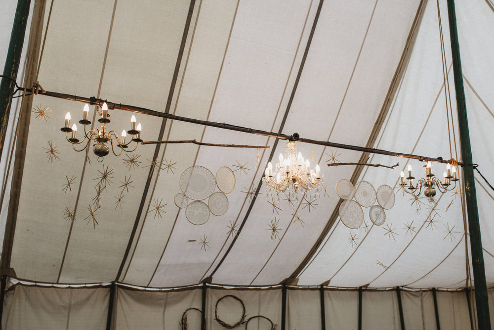 Marquee Pole Tent Vintage Rustic Stars Hoops Lace Dried Flowers Wedding Emily Tyler Photography