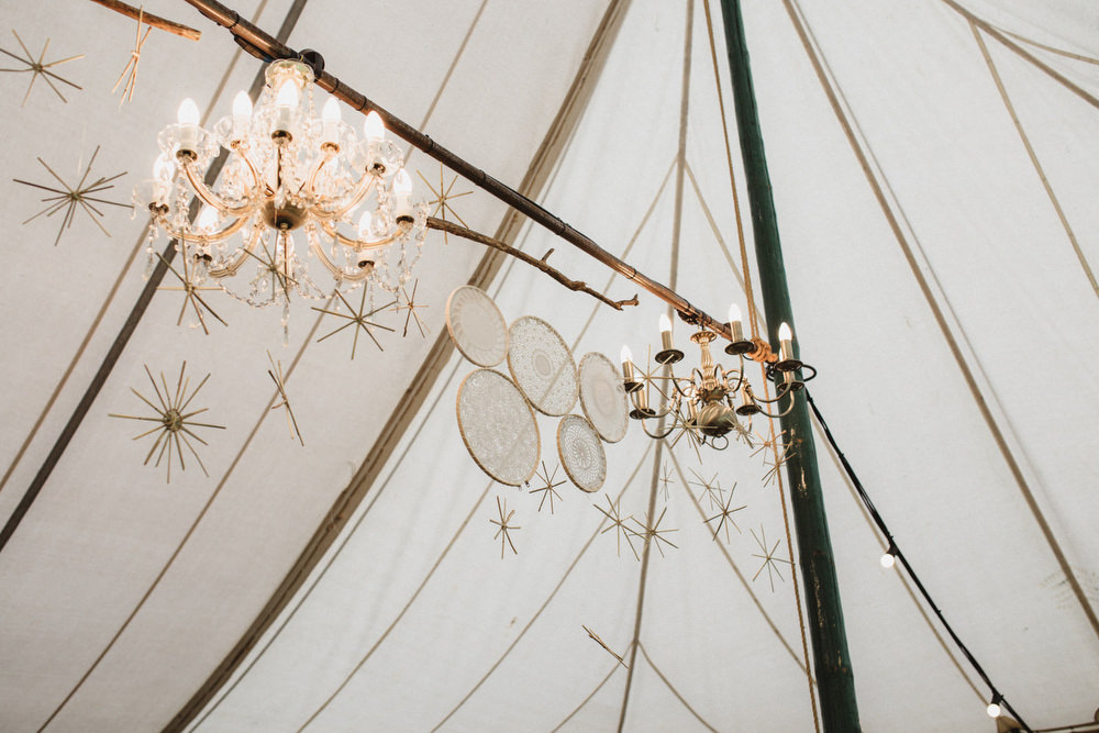 Marquee Pole Tent Vintage Rustic Stars Hoops Lace Dried Flowers Wedding Emily Tyler Photography