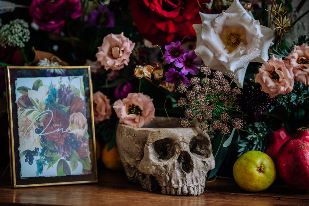 Skull Flowers Decor Dutch Art Wedding Ideas Berni Palumbo Photography