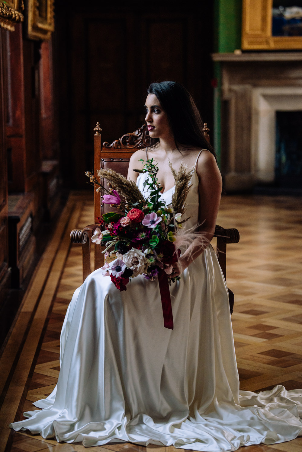 Bride Bridal Dress Gown Separates Top Skirt Silk Satin Flowing Train Dutch Art Wedding Ideas Berni Palumbo Photography