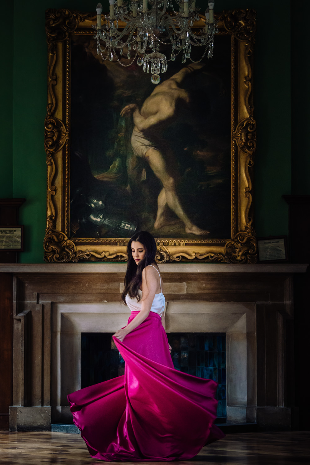 Bride Bridal Dress Gown Separates Top Skirt Silk Satin Flowing Train Pink Dutch Art Wedding Ideas Berni Palumbo Photography