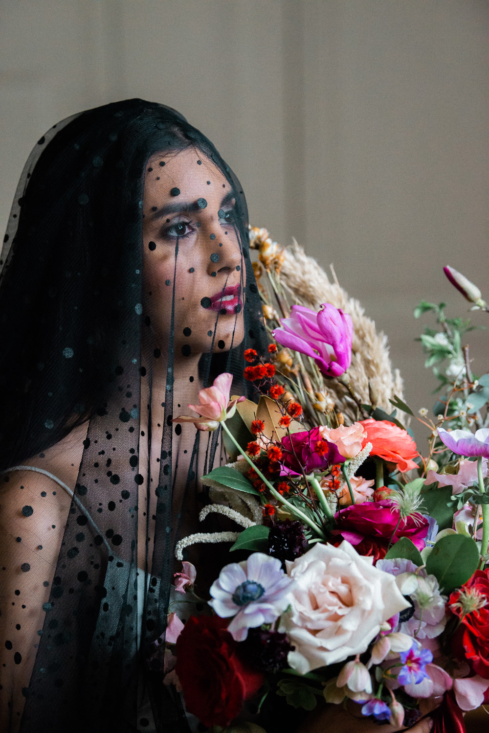 Bride Bridal Veil Black Polka Dot Dotty Dutch Art Wedding Ideas Berni Palumbo Photography