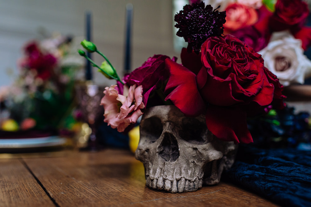 Skull Flowers Decor Dutch Art Wedding Ideas Berni Palumbo Photography