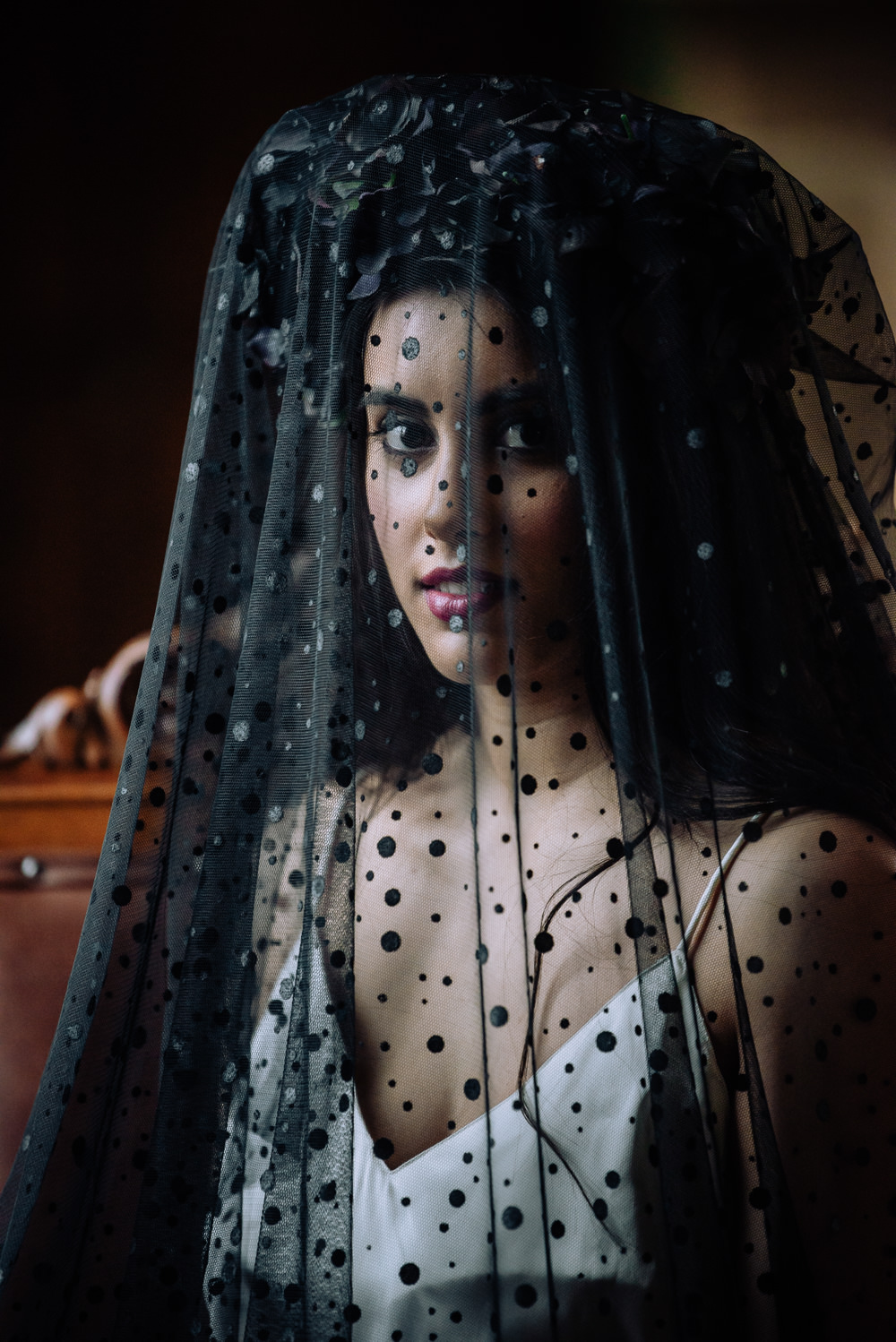 Bride Bridal Veil Black Polka Dot Dotty Dutch Art Wedding Ideas Berni Palumbo Photography