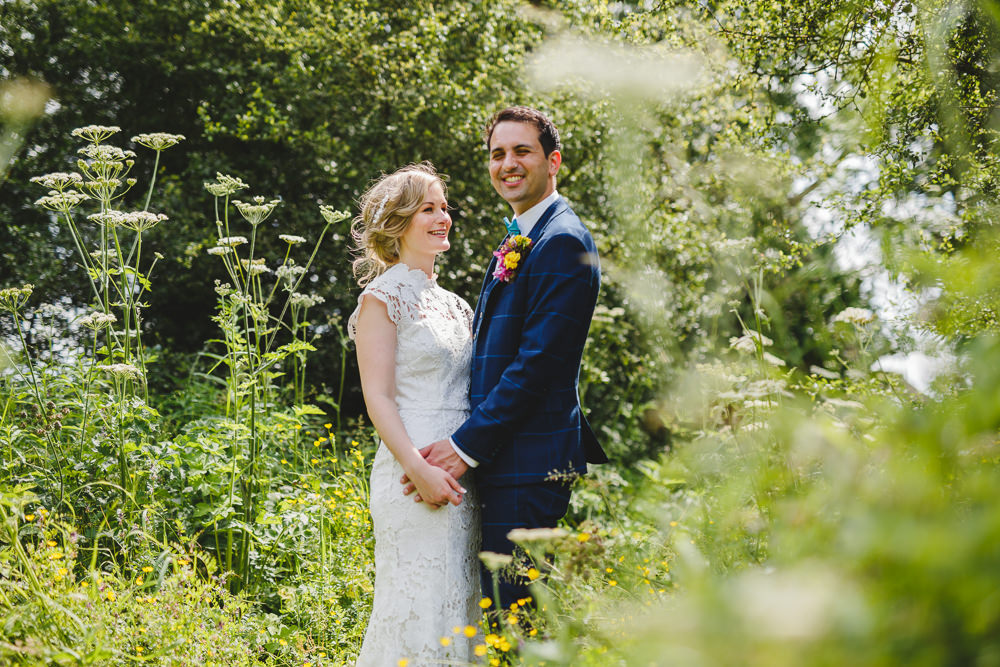Bride Bridal High Neck Cap Sleeve Lace Fitted Dress Gown Bow Tie Waistcoat Groom East Keswick Village Hall Wedding James & Lianne Wedding Photography