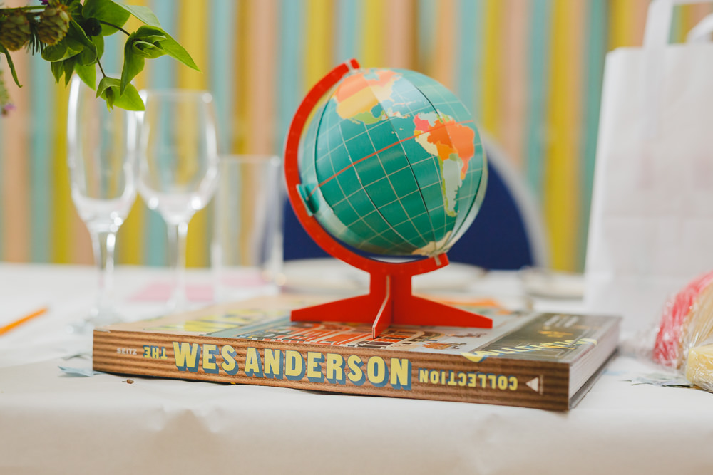 West Anderson Globe Travel Table Centre East Keswick Village Hall Wedding James & Lianne Wedding Photography
